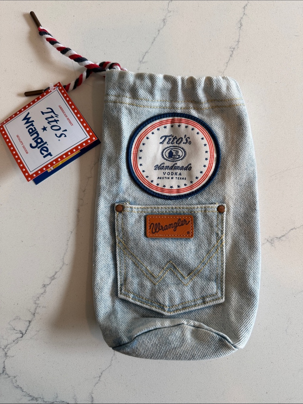 NWT - Wrangler Light Blue Denim Bottle Holder  - Tito's Collaboration